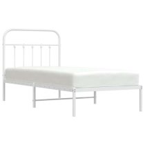 Carmel Metal Single Bed With Headboard In White