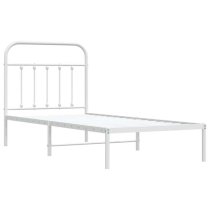 Carmel Metal Single Bed With Headboard In White