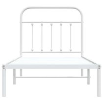 Carmel Metal Single Bed With Headboard In White