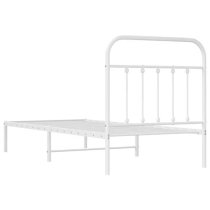 Carmel Metal Single Bed With Headboard In White