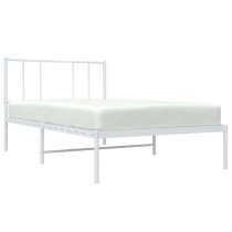 Devlin Metal Single Bed With Headboard In White