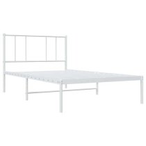 Devlin Metal Single Bed With Headboard In White