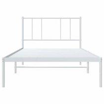 Devlin Metal Single Bed With Headboard In White