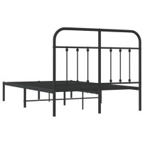 Carmel Metal Small Double Bed With Headboard In Black