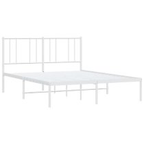 Devlin Metal Small Double Bed With Headboard In White