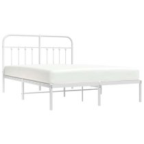 Carmel Metal Double Bed With Headboard In White