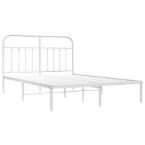 Carmel Metal Double Bed With Headboard In White