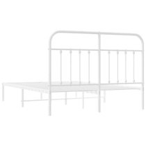 Carmel Metal Double Bed With Headboard In White