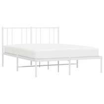 Devlin Metal Double Bed With Headboard In White