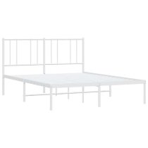 Devlin Metal Double Bed With Headboard In White