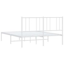 Devlin Metal Double Bed With Headboard In White