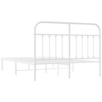 Carmel Metal King Size Bed With Headboard In White