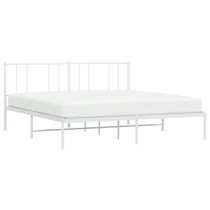 Devlin Metal Super King Size Bed With Headboard In White