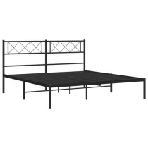 Helotes Metal Small Double Bed With Headboard In Black