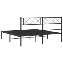 Helotes Metal Small Double Bed With Headboard In Black