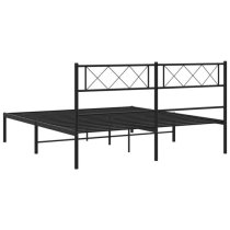 Helotes Metal Double Bed With Headboard In Black