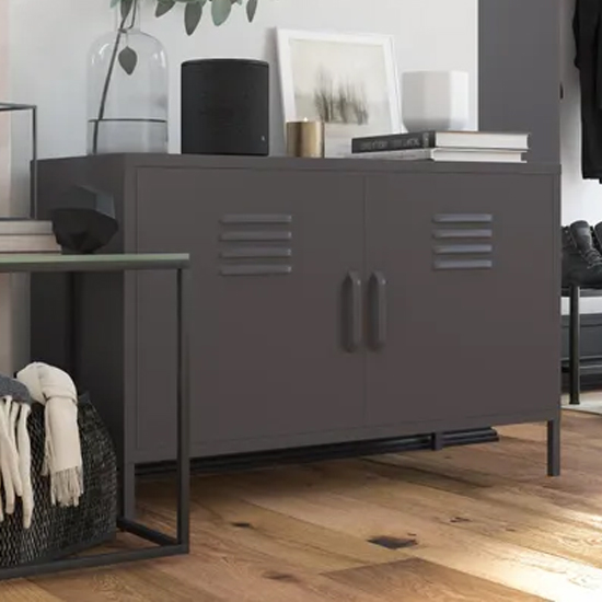 Berlin Metal Storage Cabinet Wide In 2 Doors In Grey