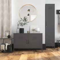 Berlin Metal Storage Cabinet Wide In 2 Doors In Grey