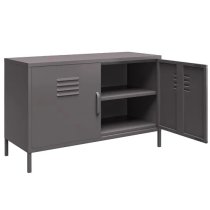 Berlin Metal Storage Cabinet Wide In 2 Doors In Grey