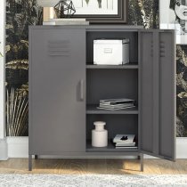 Berlin Metal Storage Cabinet Tall In 2 Doors In Grey