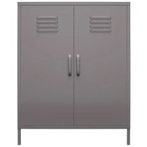 Berlin Metal Storage Cabinet Tall In 2 Doors In Grey