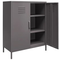 Berlin Metal Storage Cabinet Tall In 2 Doors In Grey