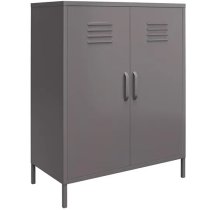 Berlin Metal Storage Cabinet Tall In 2 Doors In Grey