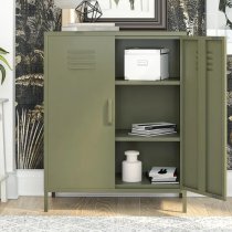 Berlin Metal Storage Cabinet Tall In 2 Doors In Olive Green