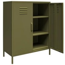 Berlin Metal Storage Cabinet Tall In 2 Doors In Olive Green