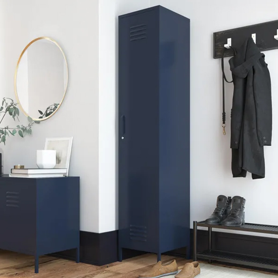 Berlin Metal Storage Cabinet Tall With 1 Door In Navy