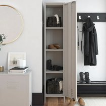 Berlin Metal Storage Cabinet Tall With 1 Door In Taupe