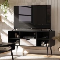 Carson Wooden TV Stand With 2 Shelves 1 Drawer In Black Oak