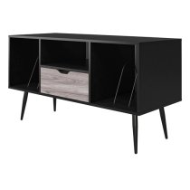 Carson Wooden TV Stand With 2 Shelves 1 Drawer In Black Oak