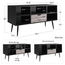 Carson Wooden TV Stand With 2 Shelves 1 Drawer In Black Oak