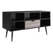 Carson Wooden TV Stand With 2 Shelves 1 Drawer In Black Oak