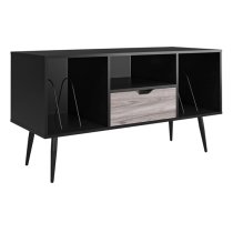 Carson Wooden TV Stand With 2 Shelves 1 Drawer In Black Oak