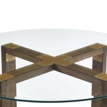 Barco Clear Glass Dining Table With Rustic Oak Wooden X-Base