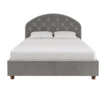 Alcoa Velvet Double Bed In Light Grey