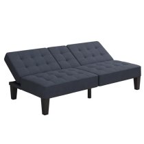 Adel Convertible Futon Linen Fabric Sofa Bed In Blue