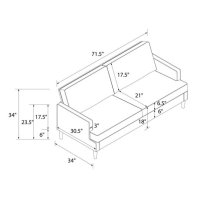 Accord Linen Fabric 3 Seater Sofa In Grey With Black Legs