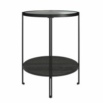 Warren Glass End Table Round In Black Oak