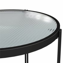 Warren Glass End Table Round In Black Oak