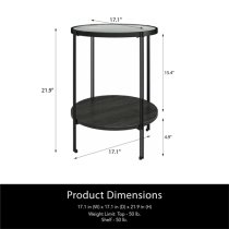 Warren Glass End Table Round In Black Oak