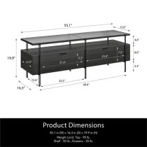 Warren Glass TV Stand With 2 Drawers In Black