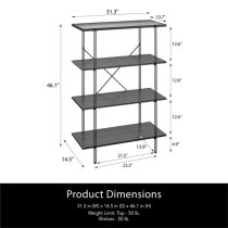 Warren Wooden Bookcase With 4 Shelves In Black