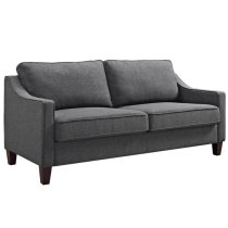 Lenoir Linen Fabric 2 Seater Sofa In Grey With Solid Wood Legs