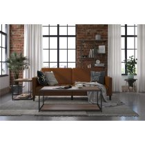 Leeds Faux Leather Sofa Bed With Black Legs In Camel