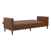 Leeds Faux Leather Sofa Bed With Black Legs In Camel