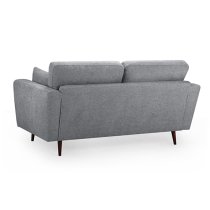 Zurich Fabric 2 Seater Sofa In Grey With Brown Wooden Legs