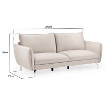 Lacey Fabric 3 Seater Sofa In Beige With Chrome Metal Legs